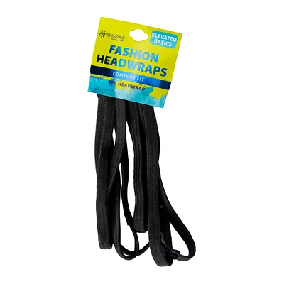 black elastic headwraps 6-count