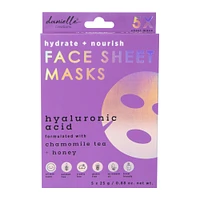 danielle creations® hyaluronic acid face sheet masks 5-count