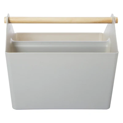 storage tote with wooden handle 9in x 8in