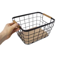 wood & wire basket 10.75in x 8.35in