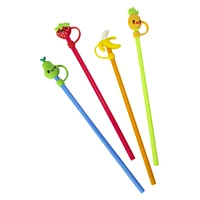 4-count reusable straws with cute toppers