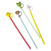 animal shaped straw toppers with straws 4-count