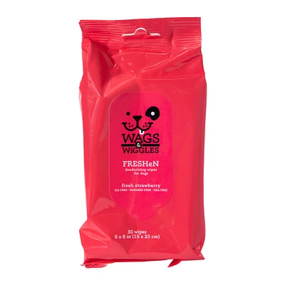 wags & wiggles freshen deodorizing wipes for dogs 30-count