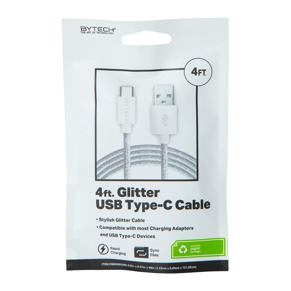 4ft glitter USB Type-C cable