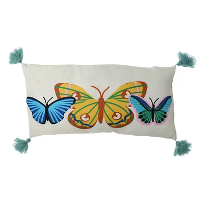 butterfly bolster pillow 10in x 20in