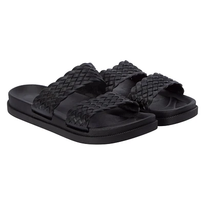 ladies black braided sandals