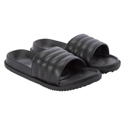 ladies black slide sandals