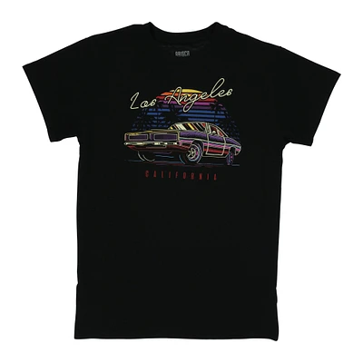 'los angeles, california' neon muscle car graphic tee