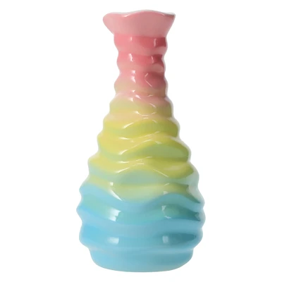 ombre rainbow ceramic glossy vase 5.31in