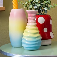 ombre rainbow ceramic glossy vase 5.31in