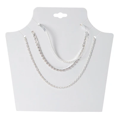 layered rhinestone chain necklace