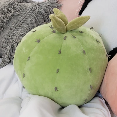 cactus shaped plush throw pillow 12in