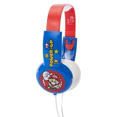 super mario™ kid-safe wired headphones with mic