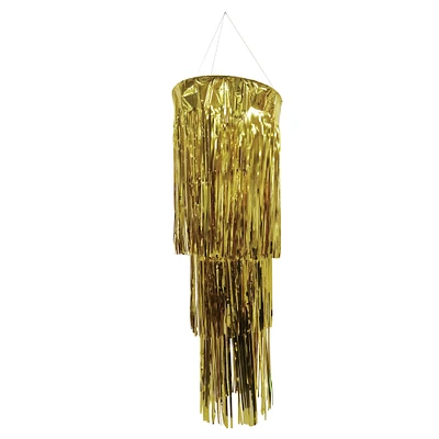 3-tier fringe tinsel chandelier 46in