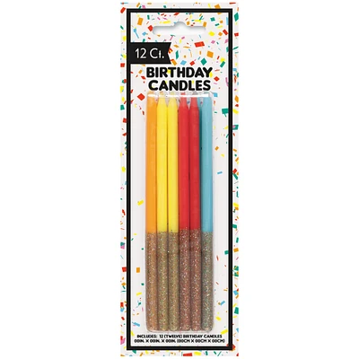 glitter dipped candles 5in 12-count