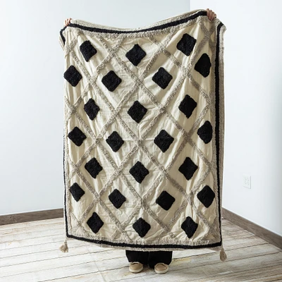 diamond tufted throw blanket 50in x 60in