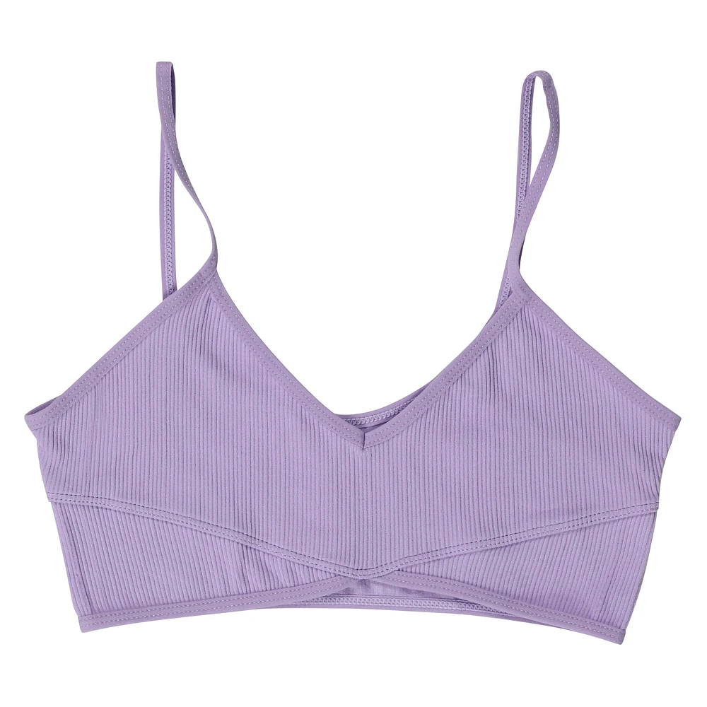 lavender v-neck panel bralette