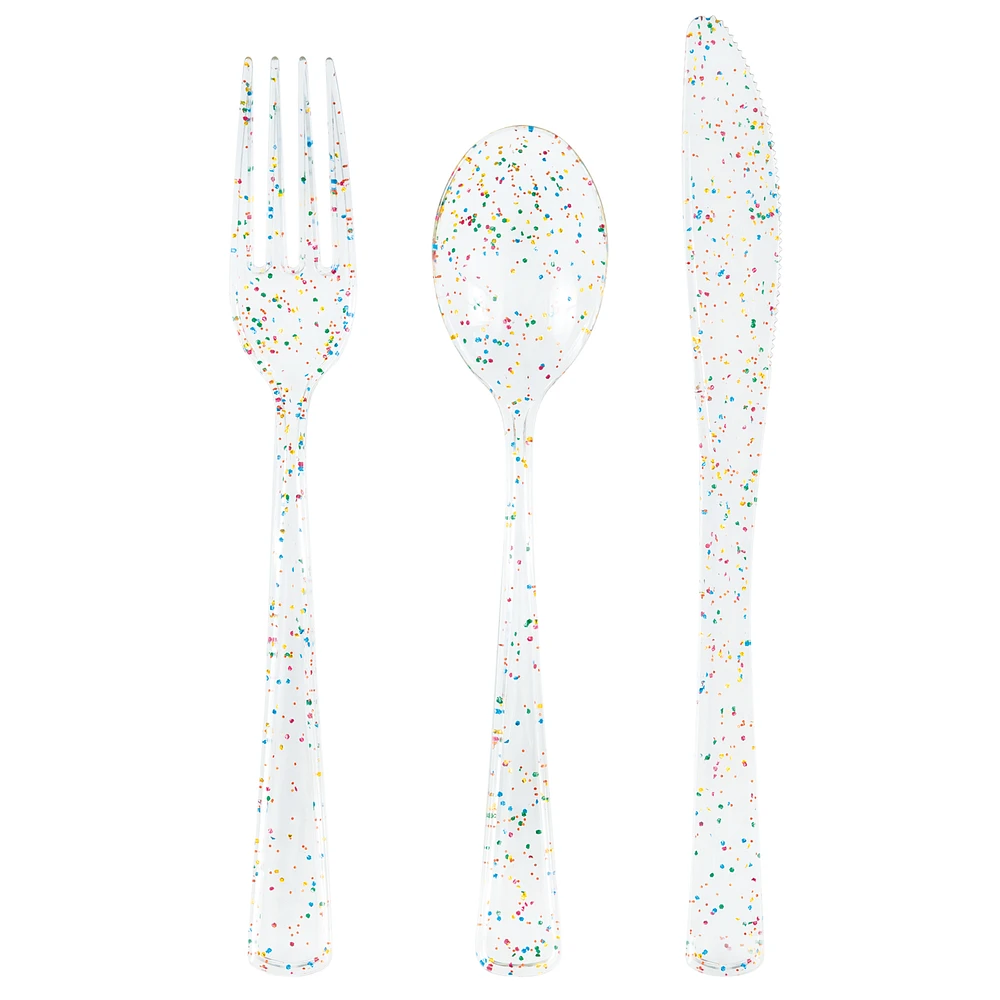 glitter plastic cutlery 18-count