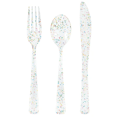 glitter plastic cutlery 18-count