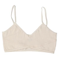 juniors cream v-neck bralette