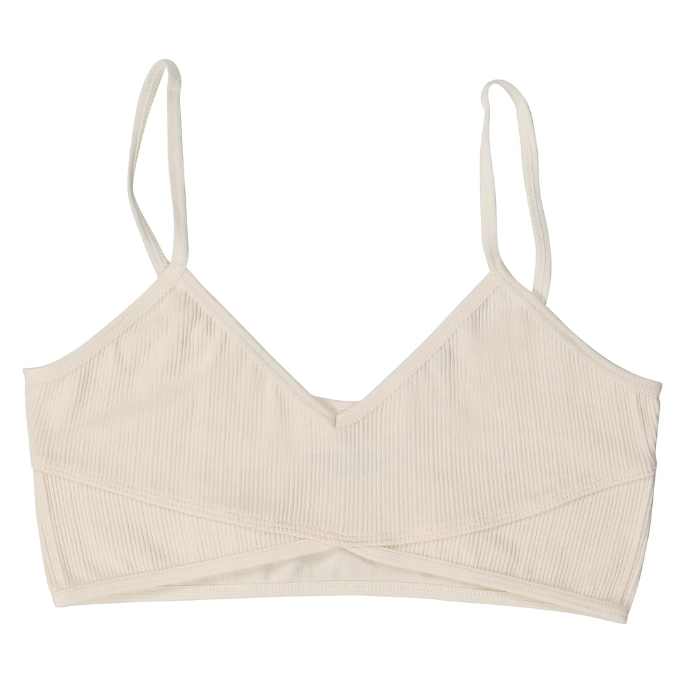 juniors cream v-neck bralette