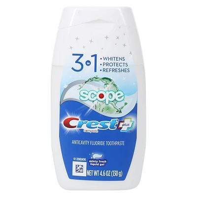 crest® complete plus scope 3-in-1 whitening liquid gel toothpaste 4.6oz