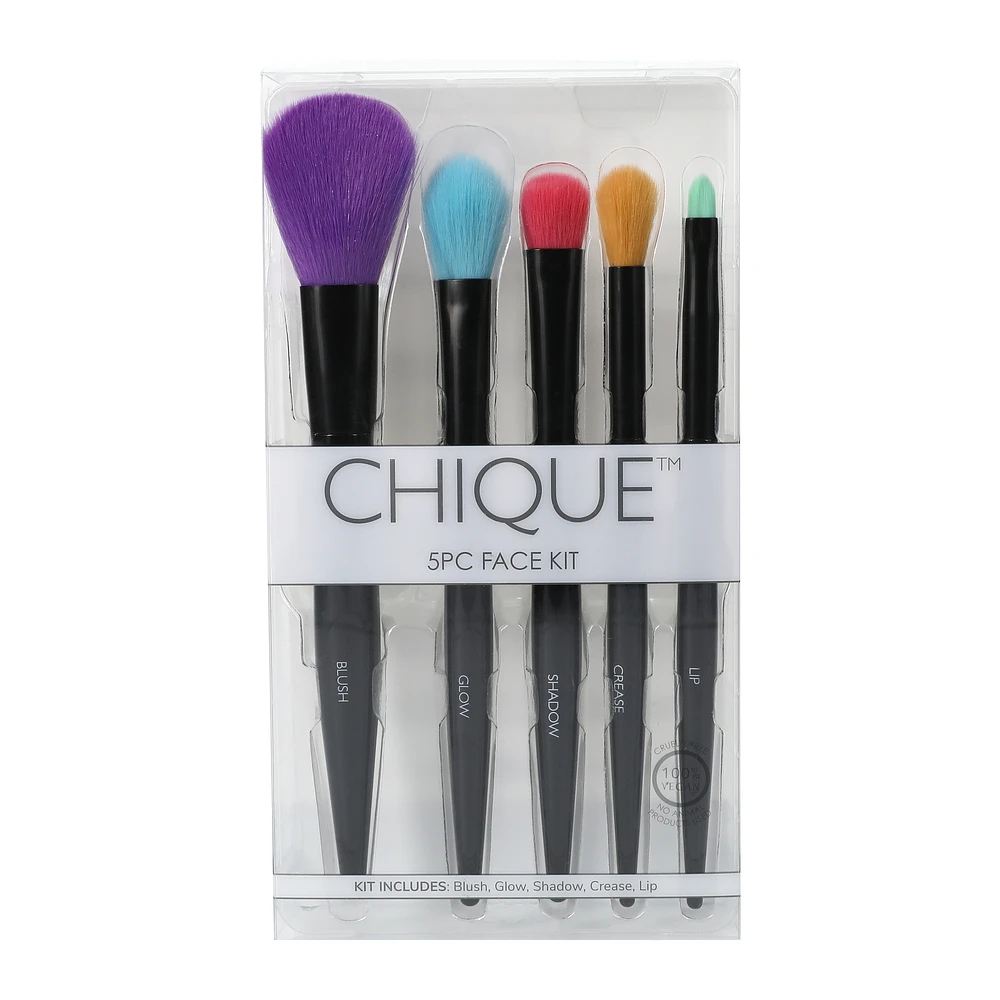 chique™ 5-piece face makeup brush set