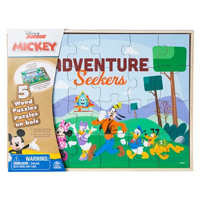 Disney Junior Mickey 5 wood puzzles & box set