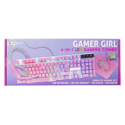 gamer girl 4-in-1 LED gaming combo