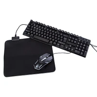 LED keyboard, optical mouse & mouse pad PC gaming combo