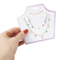 layered bead & chain necklace set 3-piece