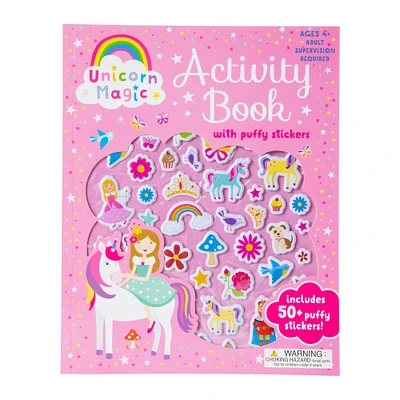 unicorn magic activity book with 50+ puffy stickers