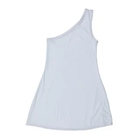 gray one-strap ribbed tennis dress