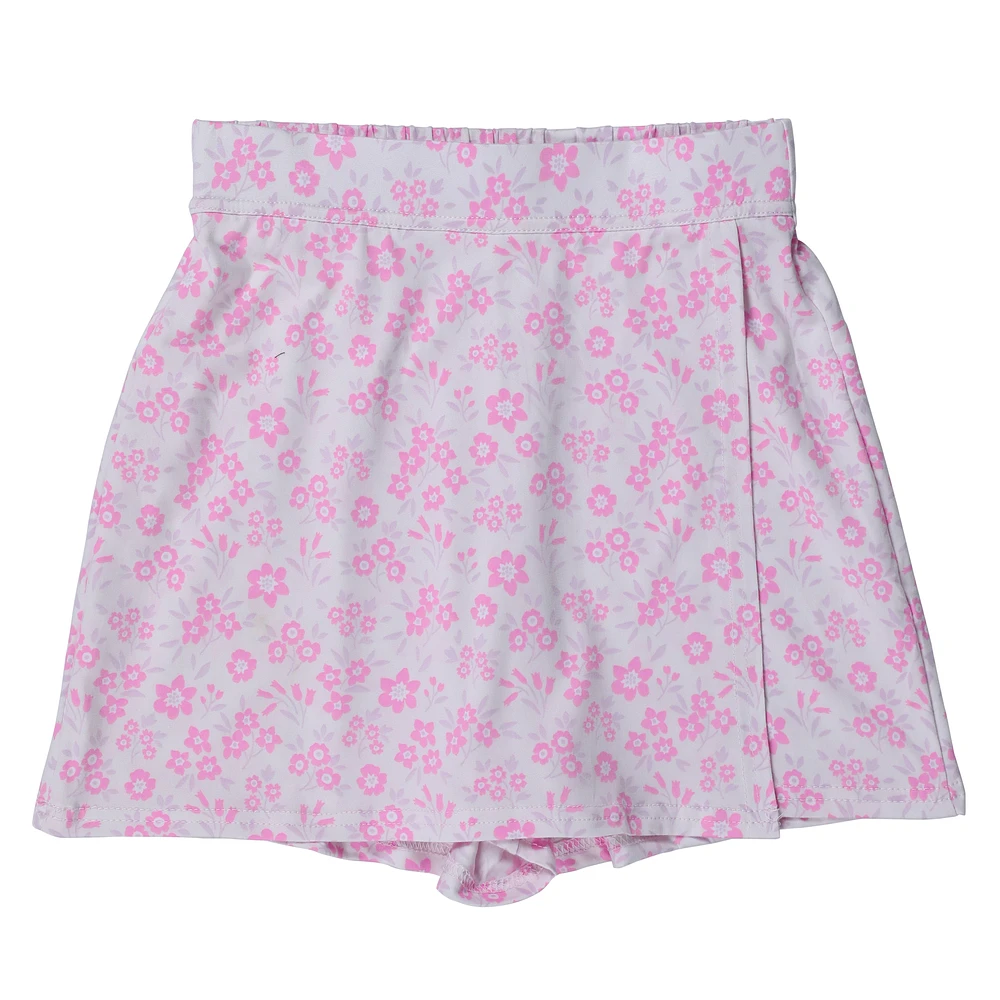 pink floral wrap skort