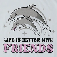 'life is better with friends' dolphin graphic tee