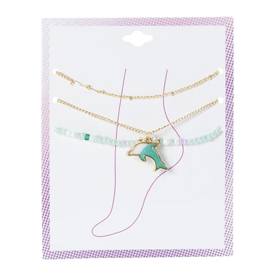 layered anklet set 3-piece