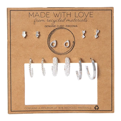 made with love recycled material earrings 6-count