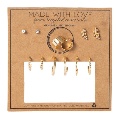 made with love recycled material earrings 6-piece set