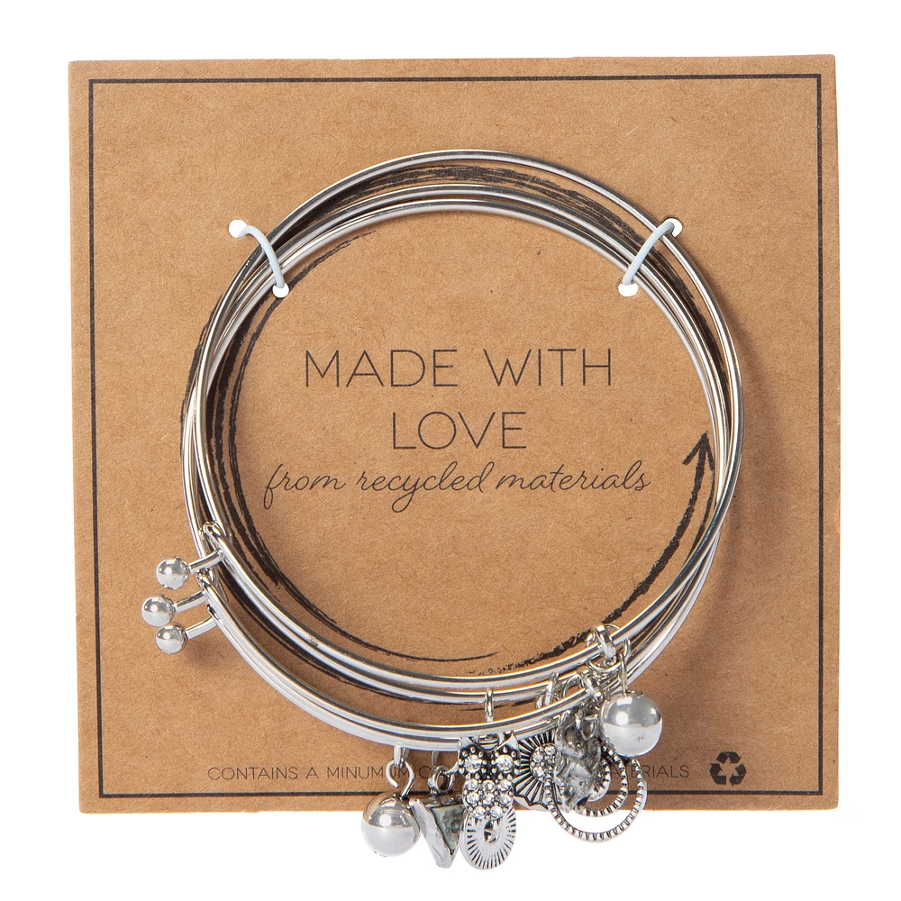 Five Below Recycled silver charm bracelets 3-count | Hamilton Place