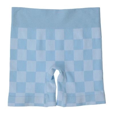 blue checker bike shorts