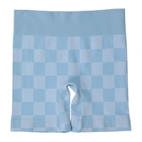 blue checker bike shorts