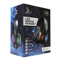 wired color-change LED gaming headset with boom mic