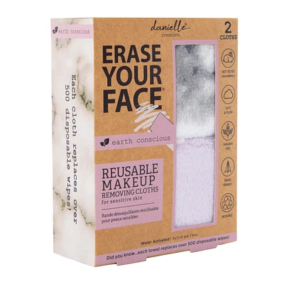 erase your face® reusable makeup removing cloths 2-count