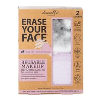 erase your face® reusable makeup removing cloths 2-count