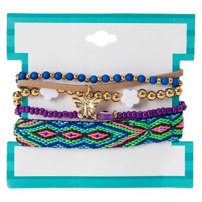 festival fun 5-piece bracelet set - red smile