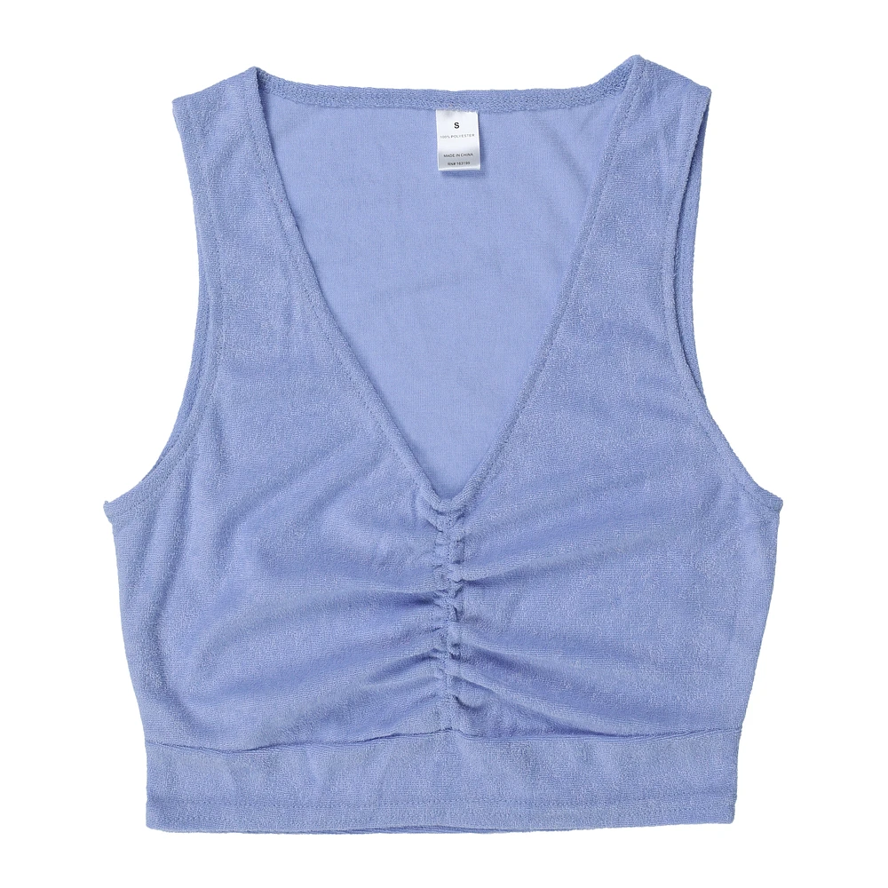 lavender terrycloth v-neck tank top