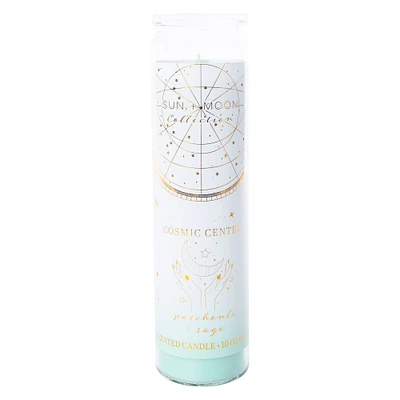cosmic center patchouli & sage scented pillar candle 10oz