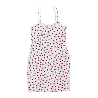 juniors strawberry print lace trim dress