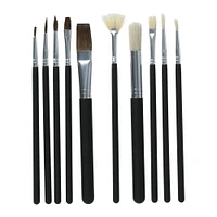 10-piece soft touch paint brush set for oils & watercolors