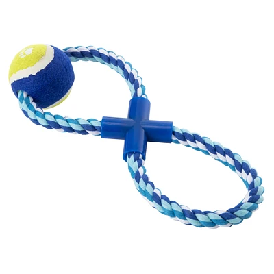 rope & tennis ball dog toy 10.6in